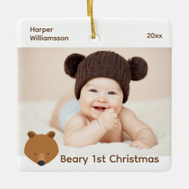 Adorno De Cerámica Beary 1ᵉʳ Photo Baby First Christmas
