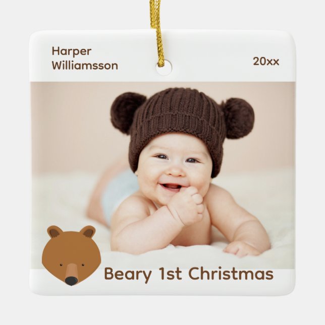 Adorno De Cerámica Beary 1ᵉʳ Photo Baby First Christmas (Anverso)