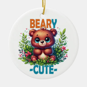 Adorno De Cerámica Beary Cute. Personalizado de Oso de Teddy sonriend