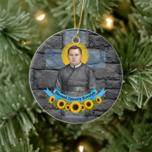Adorno De Cerámica Beato Zynoviy Kovalyk (retrato de IA en pared de p