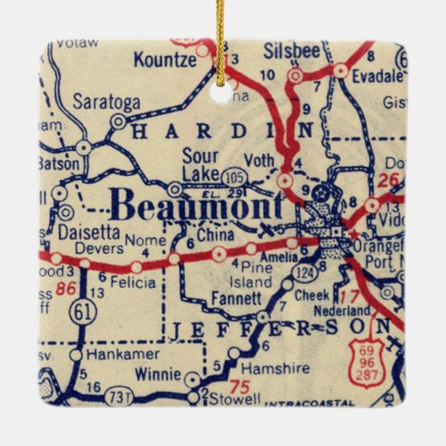 Adorno De Cerámica Beaumont TX Vintage Map (Reverso)