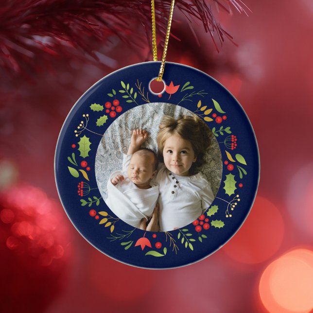 Adorno De Cerámica Beautiful Blue Botanical Photo Custom Christmas (Subido por el creador)