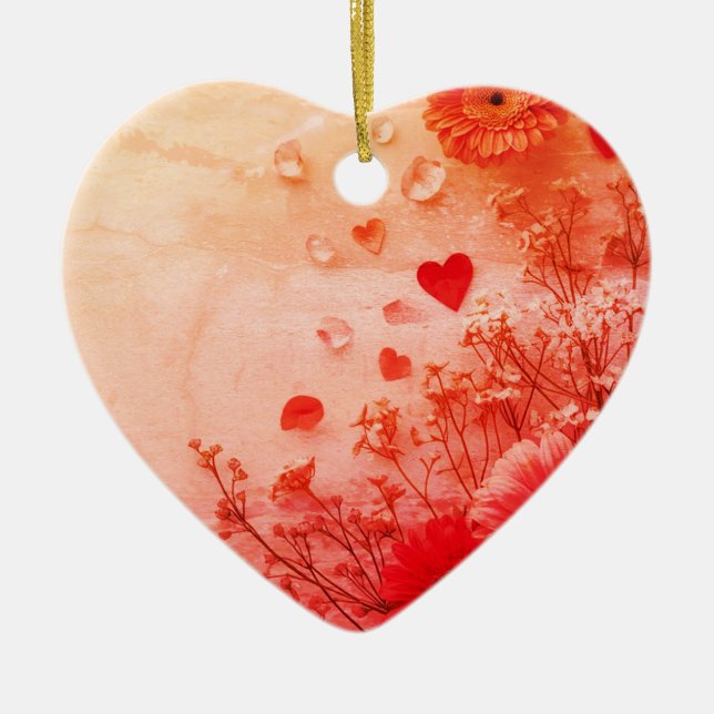 Adorno De Cerámica Beautiful Flowers on a Pink Valentines Day Tree (Frente)