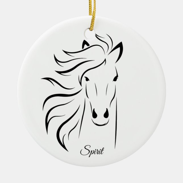 Adorno De Cerámica Beautiful horse silhouette & calligraphy on white (Frente)