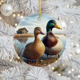 Adorno De Cerámica Beautiful Mallard Ducks Keepsake