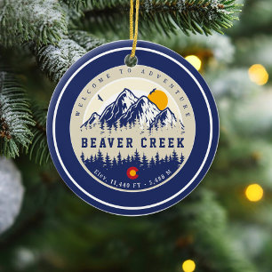 Adorno De Cerámica Beaver Creek Colorado Flag Mountain Skvenir