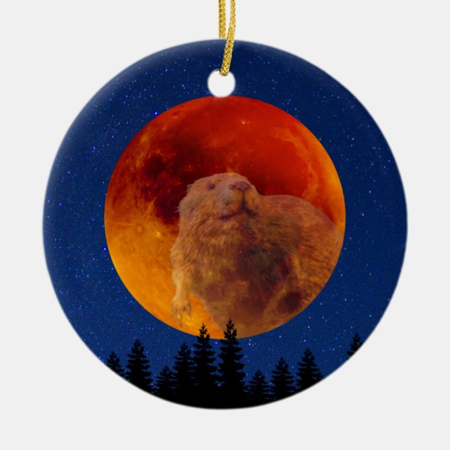 Adorno De Cerámica Beaver Moon en noviembre (Frente)