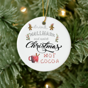 Adorno De Cerámica Beba cacao caliente y observa a los Navidades