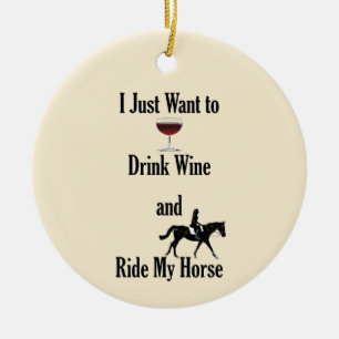 Adorno De Cerámica Beba vino y viaja a mi caballo