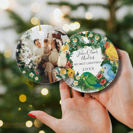 Adorno De Cerámica Bebé 1.ª Primera Navidad Tropical Exótico