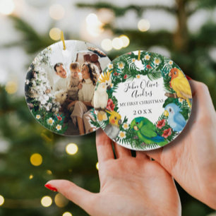 Adorno De Cerámica Bebé 1.ª Primera Navidad Tropical Exótico