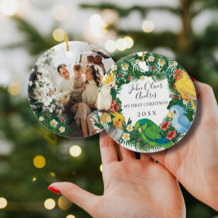 Adorno De Cerámica Bebé 1.ª Primera Navidad Tropical Exótico