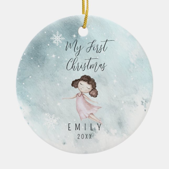Adorno De Cerámica Bebé 1.ª Primera Niña De Navidad (Frente)