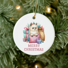 Adorno De Cerámica Bebé Alpaca Navideño Adorable