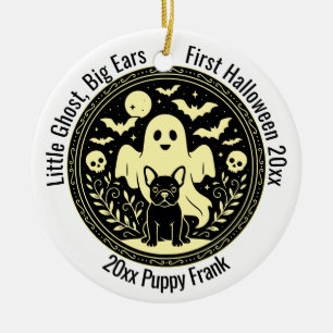Adorno De Cerámica Bebé Bulldog Francés Lindo Primer Halloween Person
