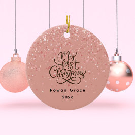 Adorno De Cerámica Bebé Chica Primer nombre personalizado de Navidad 