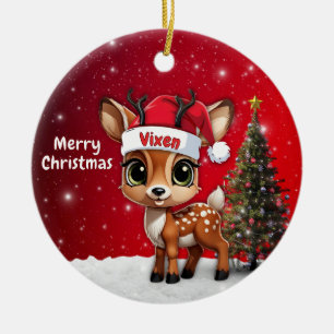 Adorno De Cerámica Bebé ciervo hembra, cervatillo, cierva, reno🦌 🎄