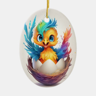 Adorno De Cerámica Bebé con colorido lindo Phoenix Hatching