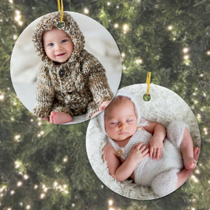 Adorno De Cerámica Bebé Crea Tu Propia Navidad Con Dos Fotos