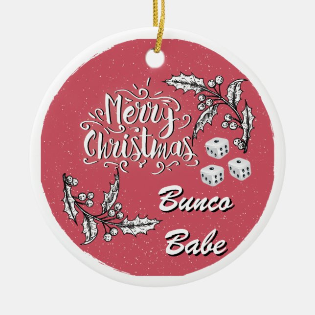 Adorno De Cerámica Bebé de Bunco de las Felices Navidad (Frente)