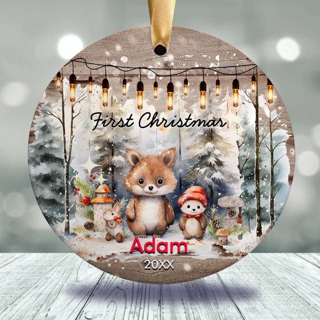 Adorno De Cerámica Bebé de campo rústico primer oso de bebé de Navida (Subido por el creador)