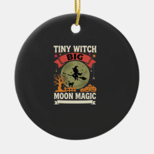 Adorno De Cerámica Bebé de Halloween Bruja Luna Magia
