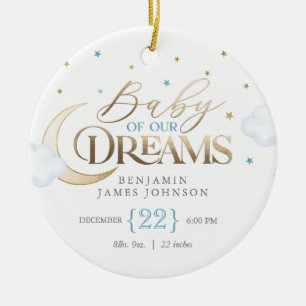 Adorno De Cerámica Bebé de nuestros sueños Blue Baby's First Christma