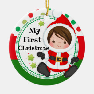 Adorno De Cerámica Bebé de Santa mi primer 1r navidad