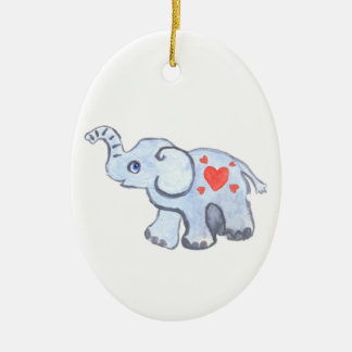 Adorno De Cerámica bebé del elefante con los corazones