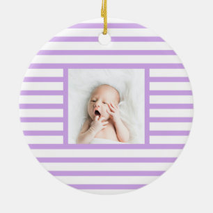 Adorno De Cerámica Bebé dormido rosa Dino   Purple Stripe Modern