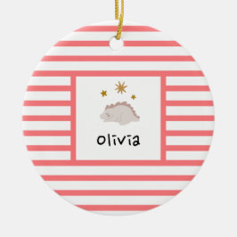 Adorno De Cerámica Bebé dormido rosa Dino | Red Stripe Modern