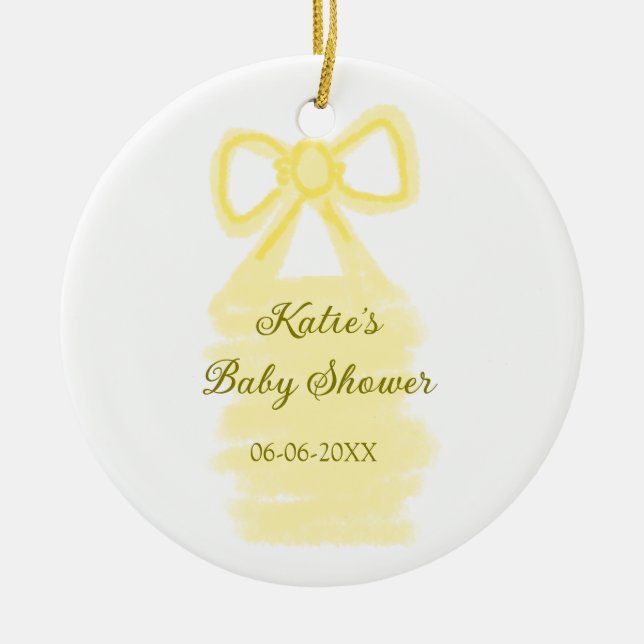 Adorno De Cerámica Bebé ducha amarillo arco acuático elegante moderno (Frente)