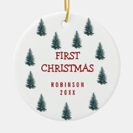 Adorno De Cerámica Bebé elegante moderno primer bebé de Navidad