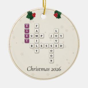 Adorno De Cerámica Bebé en Camino Letras de Rompecabezas de Navidad H
