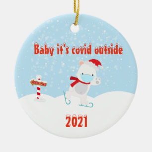 Adorno De Cerámica Bebé, es Covid afuera Oso Polar 2021