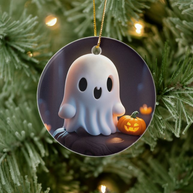 Adorno De Cerámica Bebé Fantasma Típico personaje de Halloween (Árbol)