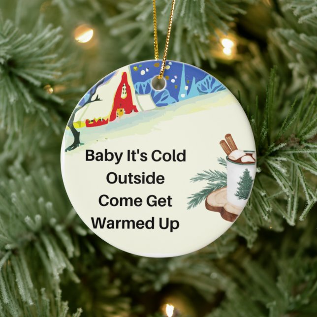 Adorno De Cerámica Bebé, hace frío afuera en un (Árbol)