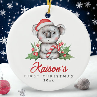 Adorno De Cerámica Bebé Koala Primer Personalizado de Navidad Ornamen