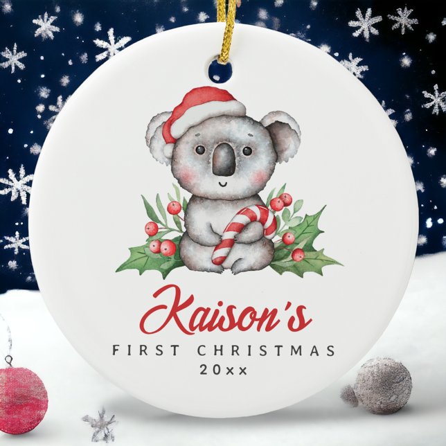 Adorno De Cerámica Bebé Koala Primer Personalizado de Navidad Ornamen (Subido por el creador)