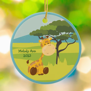 Adorno De Cerámica Bebé lindo Personalizado de jirafa Navidades de an