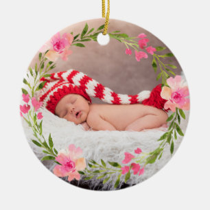 Adorno De Cerámica Bebé lindo primer Personalizado de Navidad
