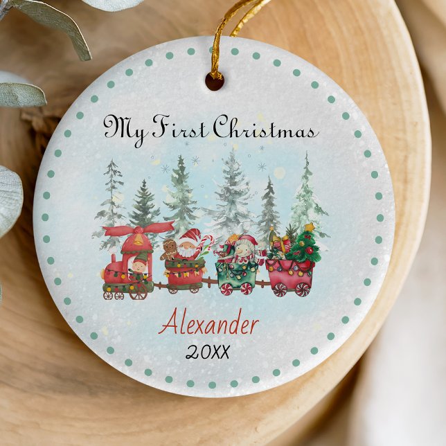 Adorno De Cerámica Bebé lindo primer tren de santa navideño (Subido por el creador)