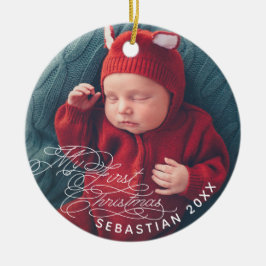 Adorno De Cerámica Bebé mi primer Personalizado de Navidad foto de te