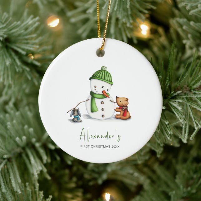 Adorno De Cerámica Bebé mínimo lindo primer muñeco de nieve de Navida (Árbol)