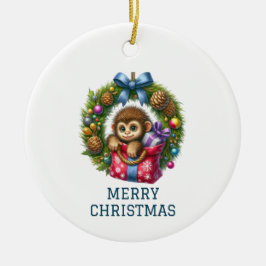 Adorno De Cerámica Bebé mono lindo de Navidad