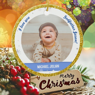 Adorno De Cerámica Bebé Niño Fotos Modernas 2 Primer Navidad Padrino
