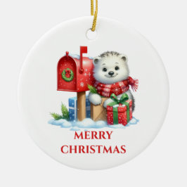 Adorno De Cerámica Bebé Oso Polar Navideño Adorable