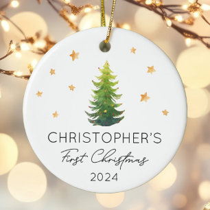 Adorno De Cerámica Bebé personalizado primer árbol festivo de Navidad