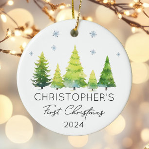 Adorno De Cerámica Bebé personalizado primer árbol festivo de Navidad
