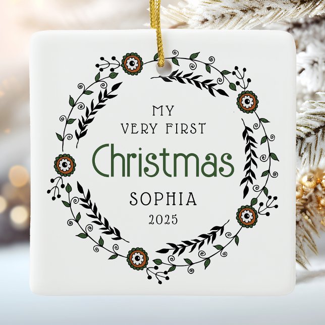 Adorno De Cerámica Bebé personalizado primer nórdico de Navidad (Subido por el creador)